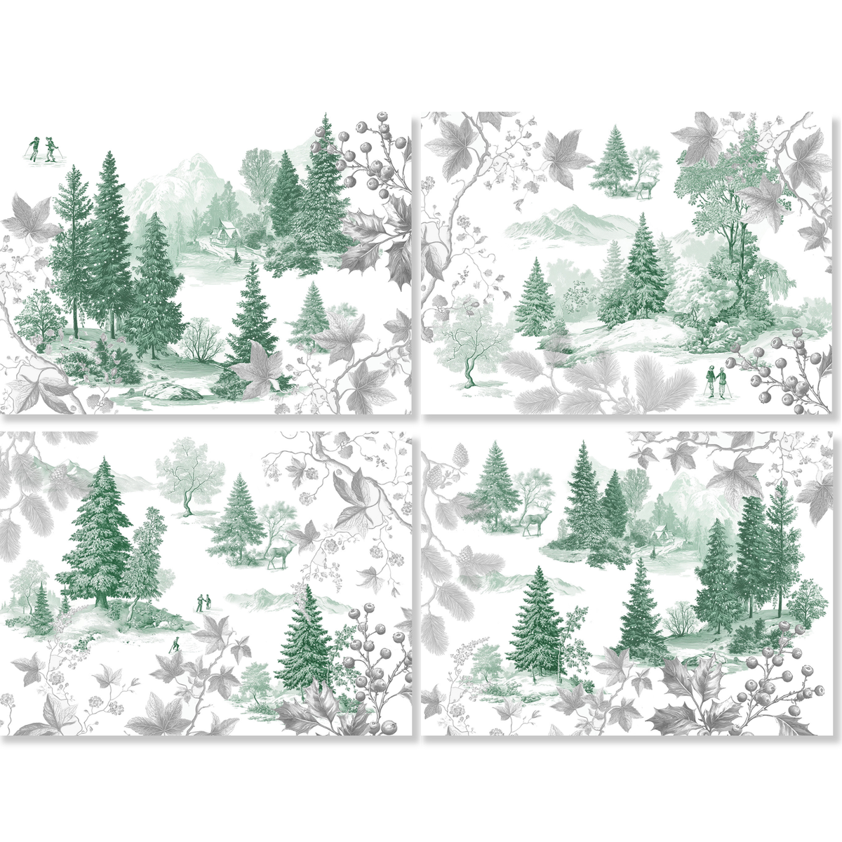 Toile De Jouy set de cuatro lino premium manteles individuales con pastoral print, vista 4