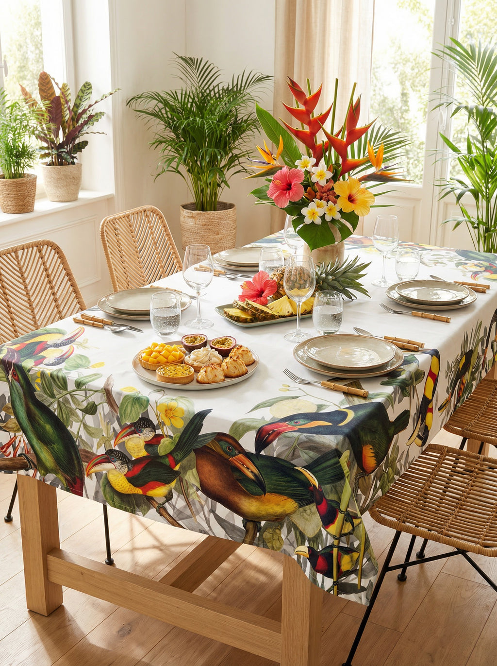Tablecloths «Toucans» 100% Made in Italy
