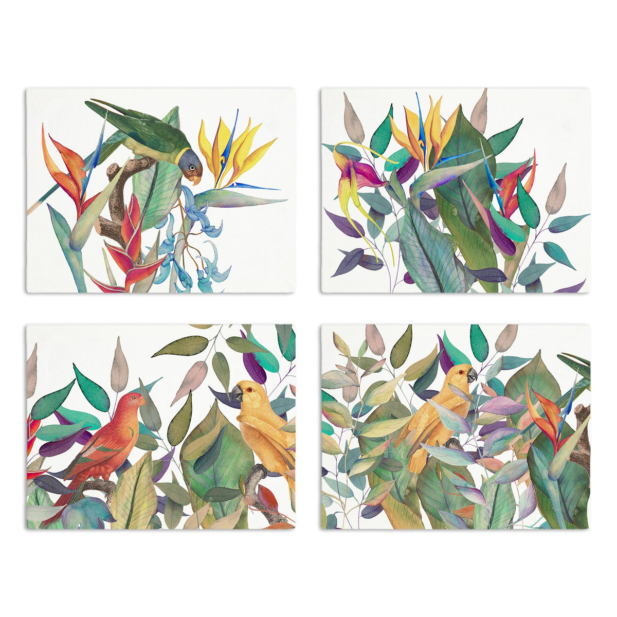 Set of 4 Placemats «Tropici» Cotton Satin 100% Made in Italy The Napking