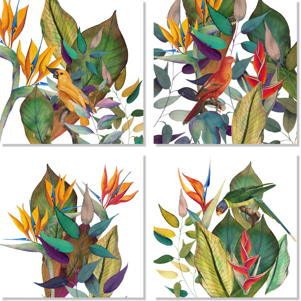 Set of 4 Napkins Satin Tropici 100% Made in Italy