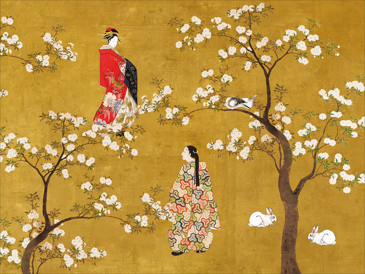 Ukiyo rectangular hardboard and cork manteles individuales con estampado de inspiración japonesa, vista 2