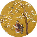 Ukiyo round hardboard and cork placemats with Japanese-inspired print, view 2