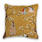 Ukiyo decorative velvet cushion with Japanese-inspired print, view 4