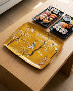 Ukiyo acrylic tray with digitally printed linen, 46 × 36