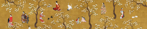 Ukiyo lino premium camino de mesa con estampado de inspiración japonesa, 50 × 220