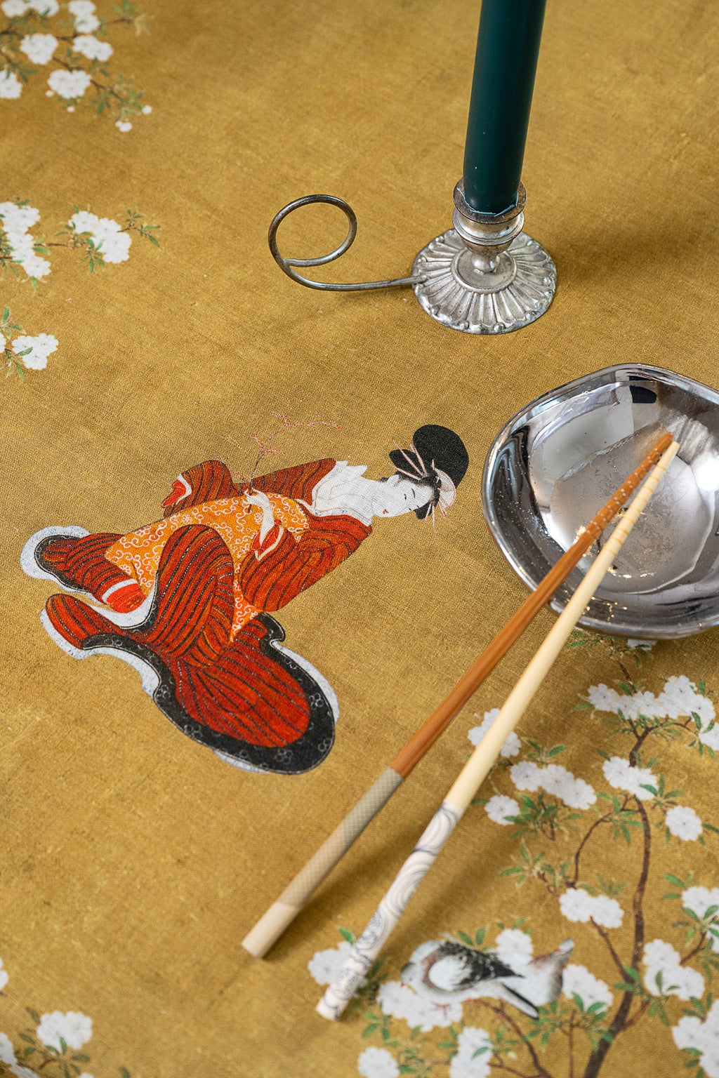 Premium Linen Tablecloth «Ukiyo» 100% Made in Italy - The Napking