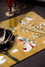 Ukiyo rectangular hardboard and cork placemats with Japanese-inspired print