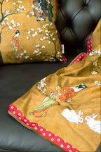 Ukiyo velvet plaid with Japanese-inspired print, view 3