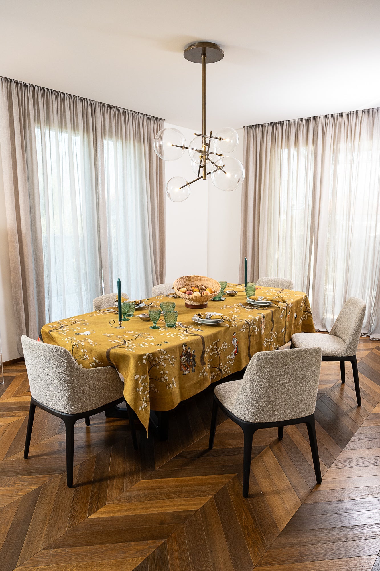 Premium Linen Tablecloth «Ukiyo» 100% Made in Italy - The Napking