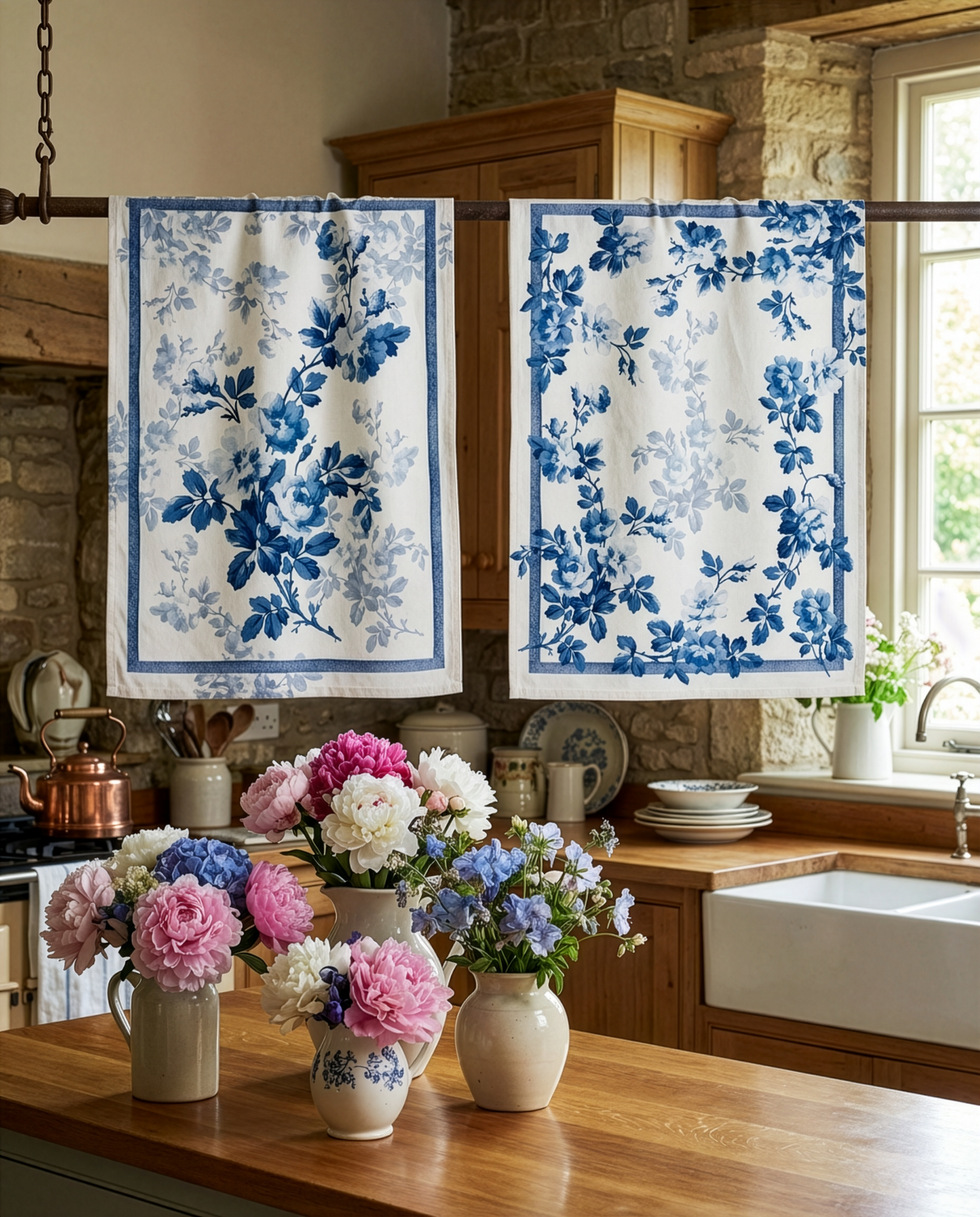 Kitchen Towels Victoria, Premium Quality Linen 100% Made in Italy
