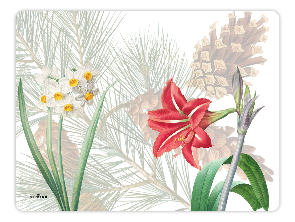 Set of 2 rectangular hardboard placemats «Winter Garden», 100% Made in Italy