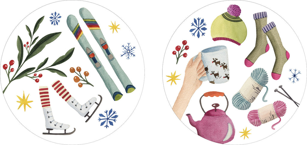 Set of 2 round hardboard placemats Winter Party - The Napking