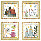 Set of 4 Napkins Satin Winter Party 100% Made in Italy The Napking