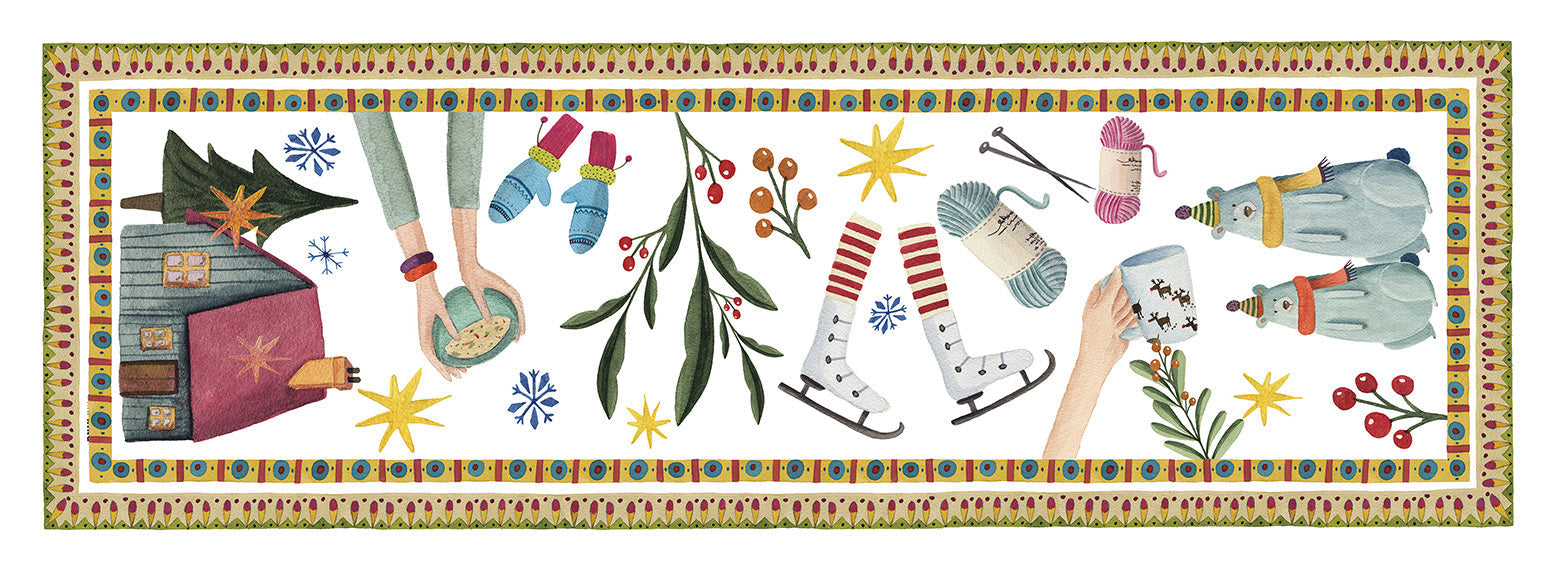 Cotton Satin Runner Winter Party - The Napking