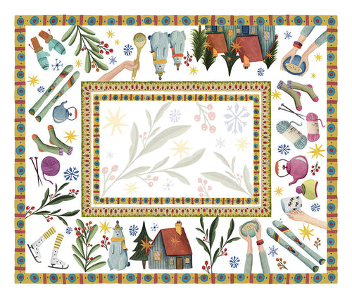 Satin Mantel Winter Party 100% Made in Italy The Napking