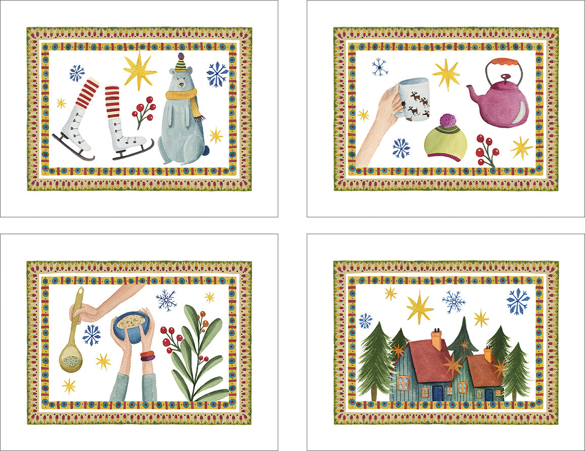 Set de 4 Manteles individuales Winter Party 100% Made in Italy The Napking