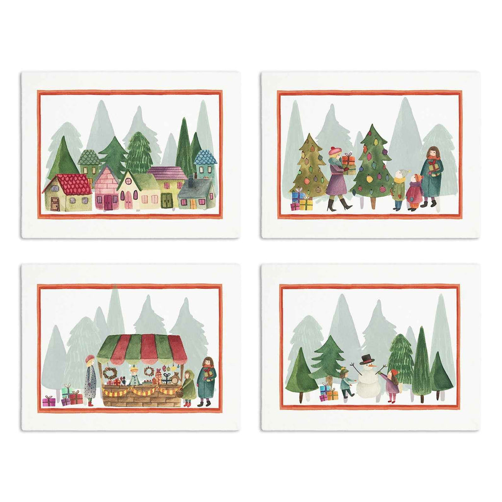 Set of 4 Winterland Cotton Placemats - 100% Made in Italy - The Napking