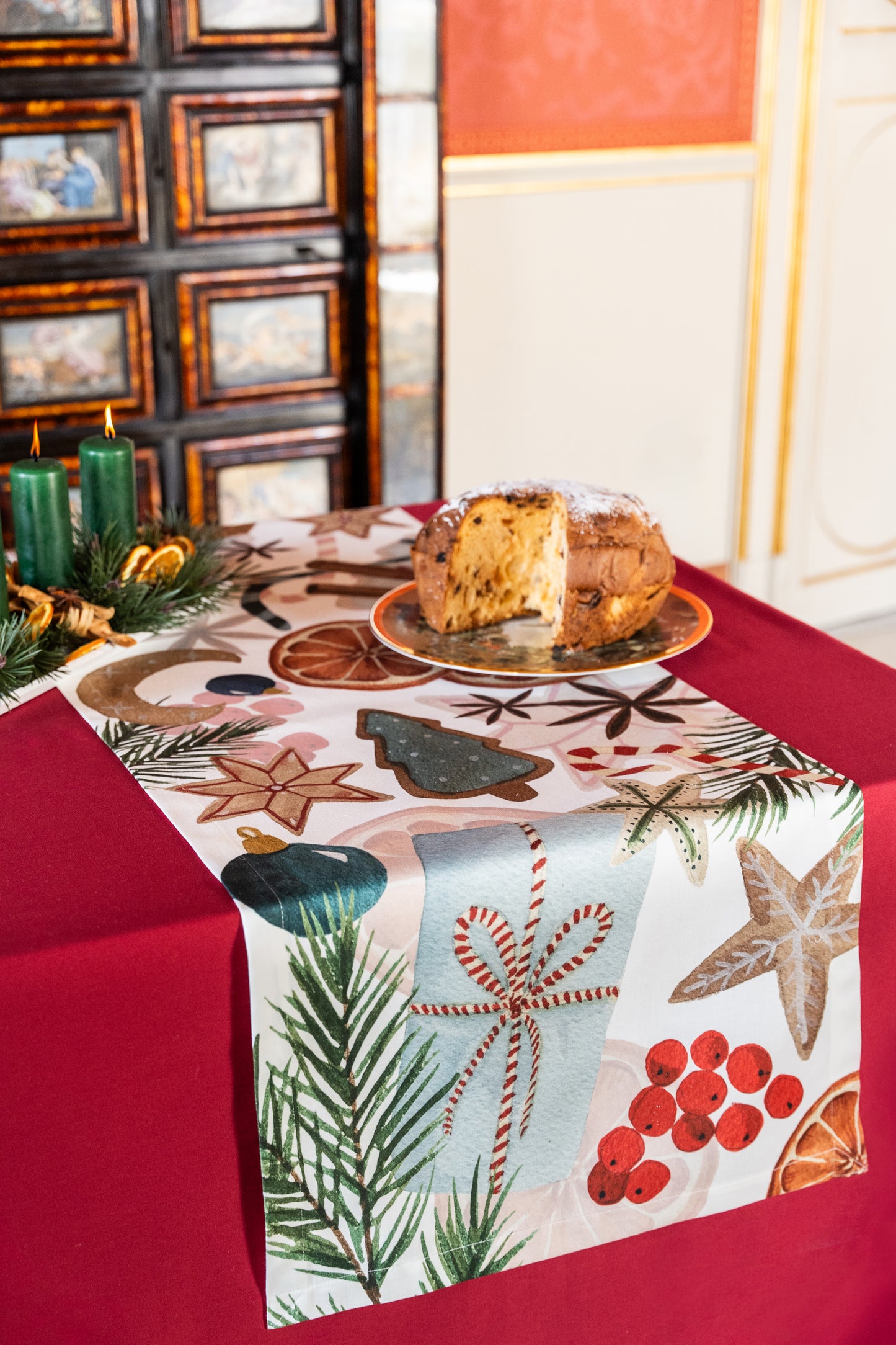 Table runner «Xmas Tea» 100% Made in Italy