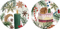 Xmas Tea wood and cork coasters with illustrated tea-time Christmas print