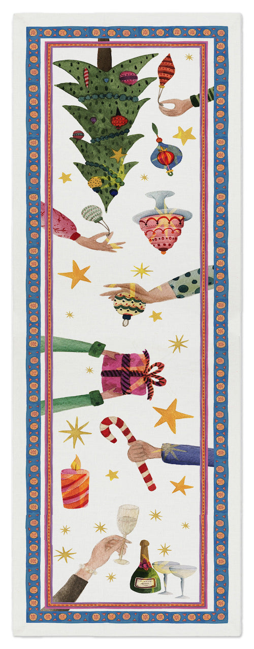Cotton Satin Runner Xmas Party 100% Made in Italy – Italian Christmas The Napking