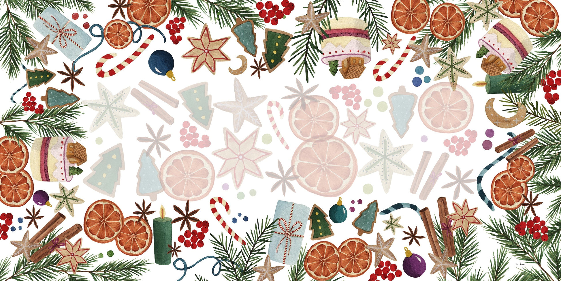 Satin Tablecloth «Xmas Tea» 100% Made in Italy - The Napking