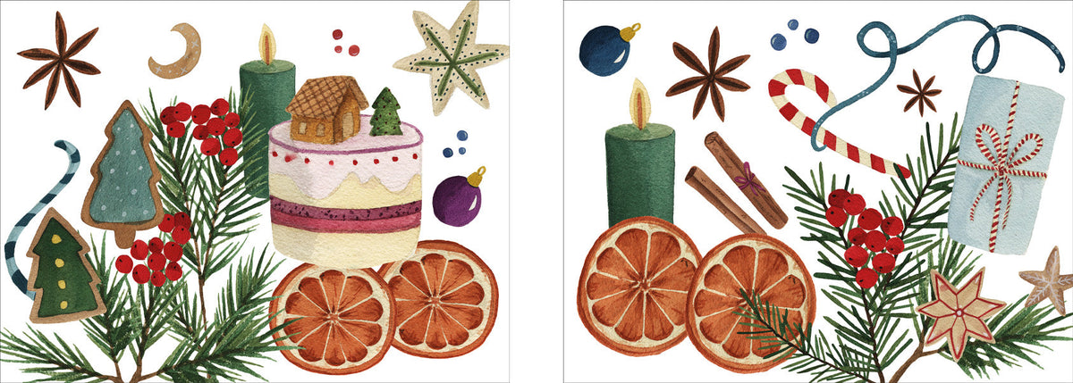 Xmas Tea rectangular hardboard and cork manteles individuales con tea-time Christmas print