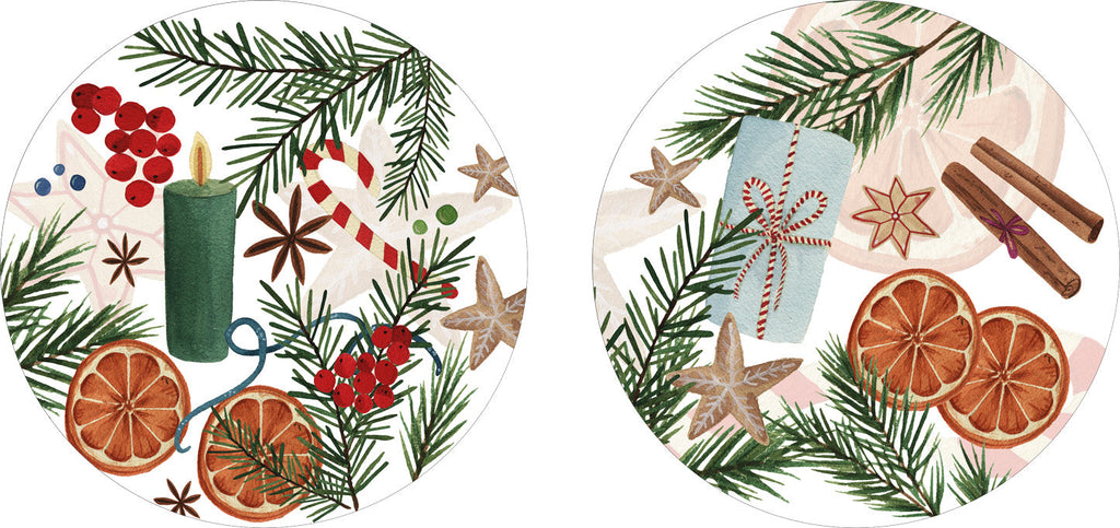 Set of 2 round hardboard placemats Xmas Tea - The Napking