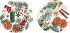 Xmas Tea round hardboard and cork placemats with tea-time Christmas print, 39 cm