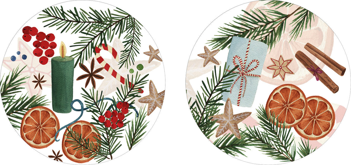 Xmas Tea round hardboard and cork manteles individuales con tea-time Christmas print, 39 cm