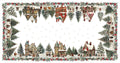 Xmas Village Pure Linen tablecloth with illustrated Christmas village print, 160 × 220 cm