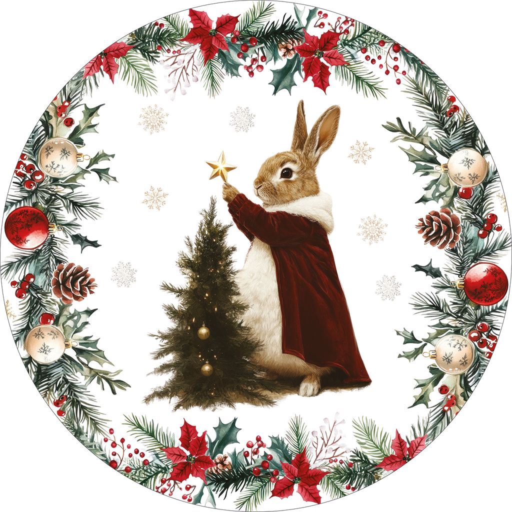 Set of 2 round hardboard placemats «Xmas Village» 100% Made in Italy - The Napking
