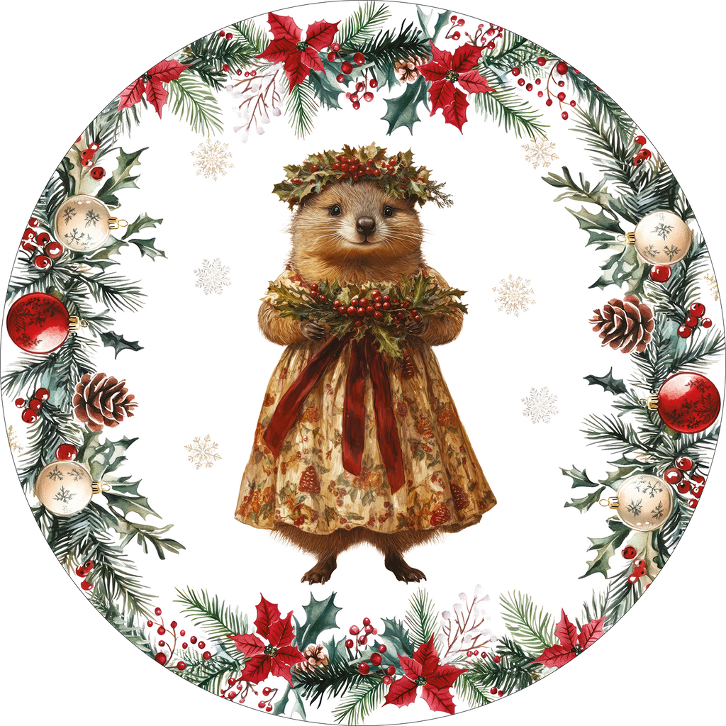 Set of 2 round hardboard placemats «Xmas Village» 100% Made in Italy - The Napking