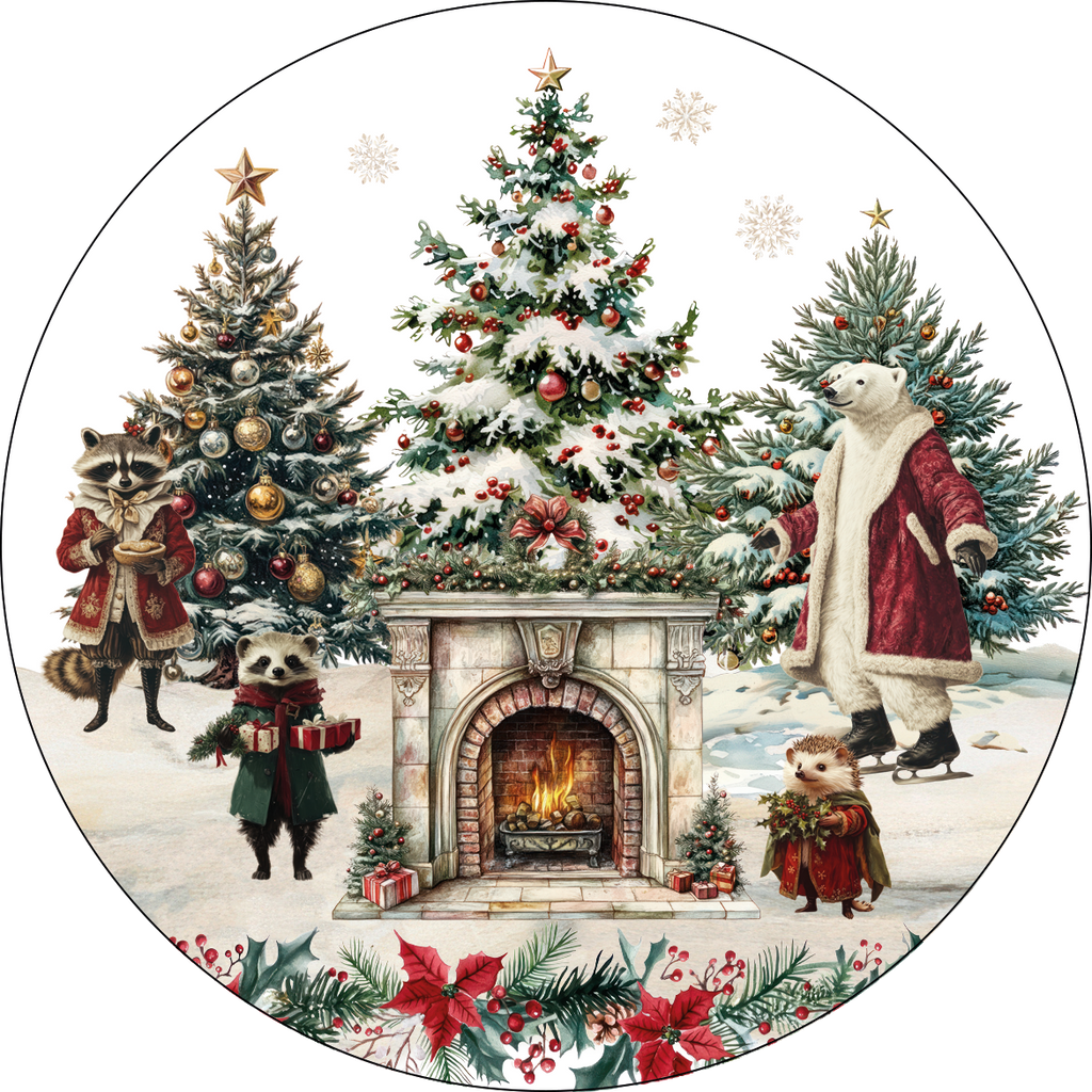 Set of 2 coasters «Xmas Village» wood cork – 100% Made in Italy - The Napking