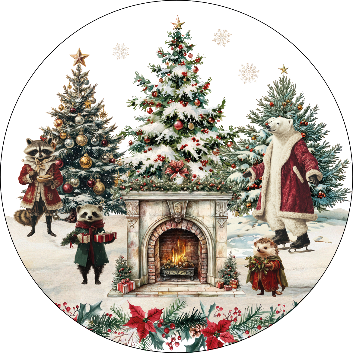 Set of 2 coasters «Xmas Village» wood cork – 100% Made in Italy - The Napking