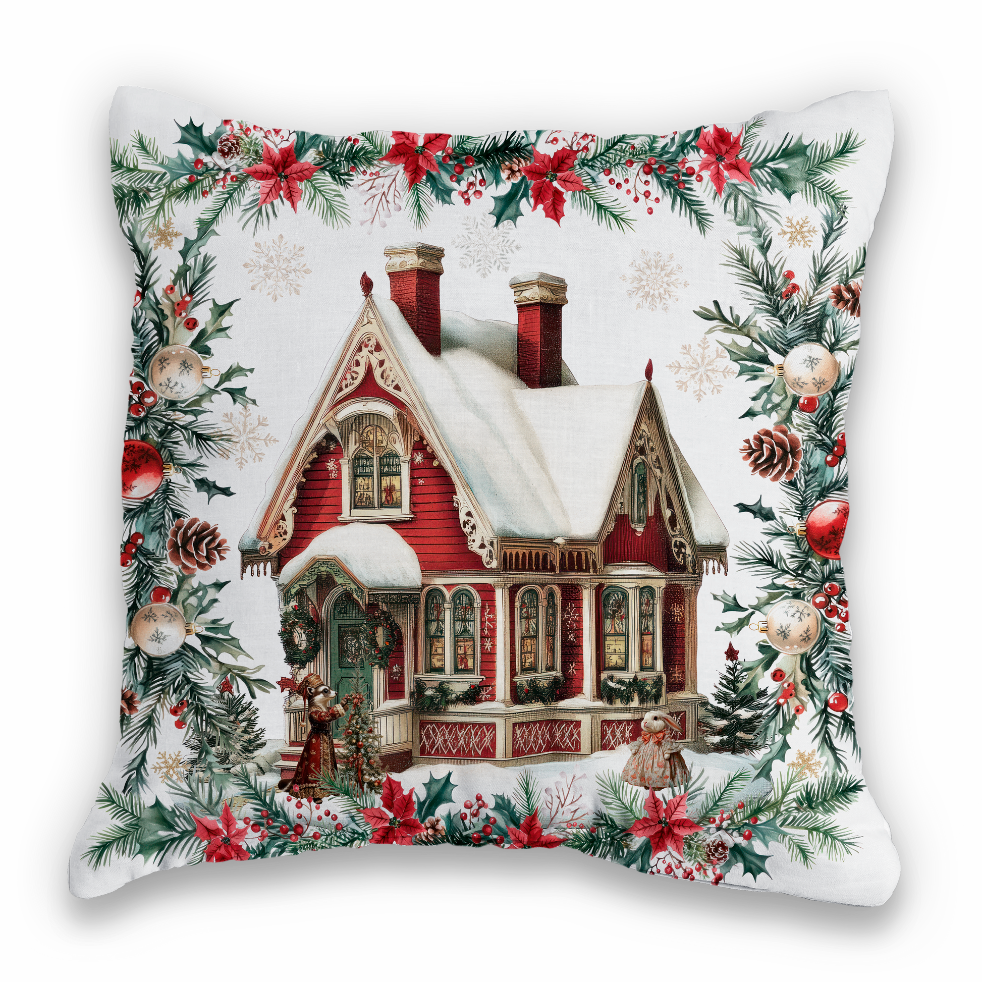 Cushion «Xmas Village», 100% Made in Italy - The Napking