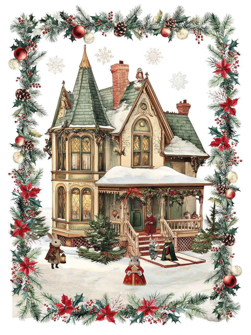 Kitchen Towels «Xmas Village», 100% Made in Italy - The Napking