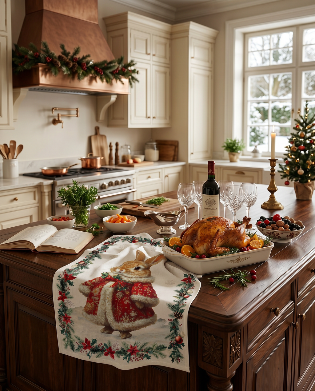 Xmas Village Pure Linen Kitchen Towel Style 2, The Napking home textile, Kitchen Towel Var. 1