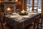 Xmas Charms Pure Linen Tablecloth, The Napking home textile, 180x360 cm