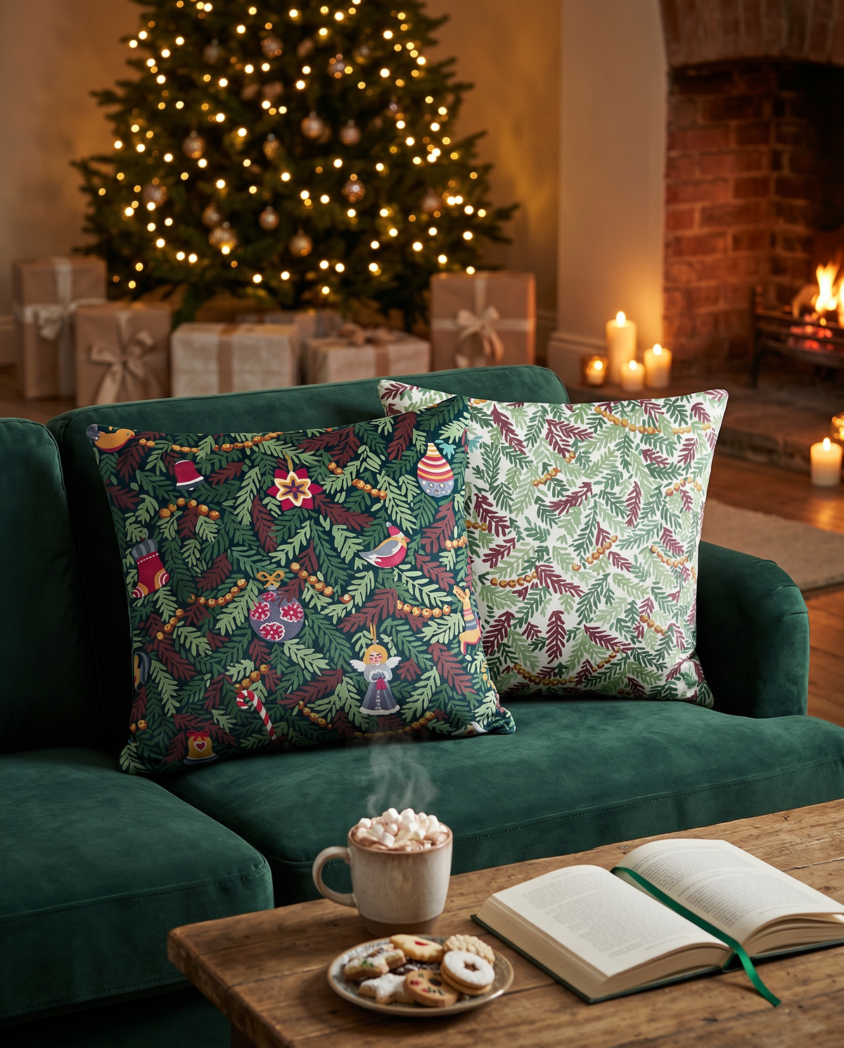 Xmas Charms Coussin décoratif en velours, The Napking home textile