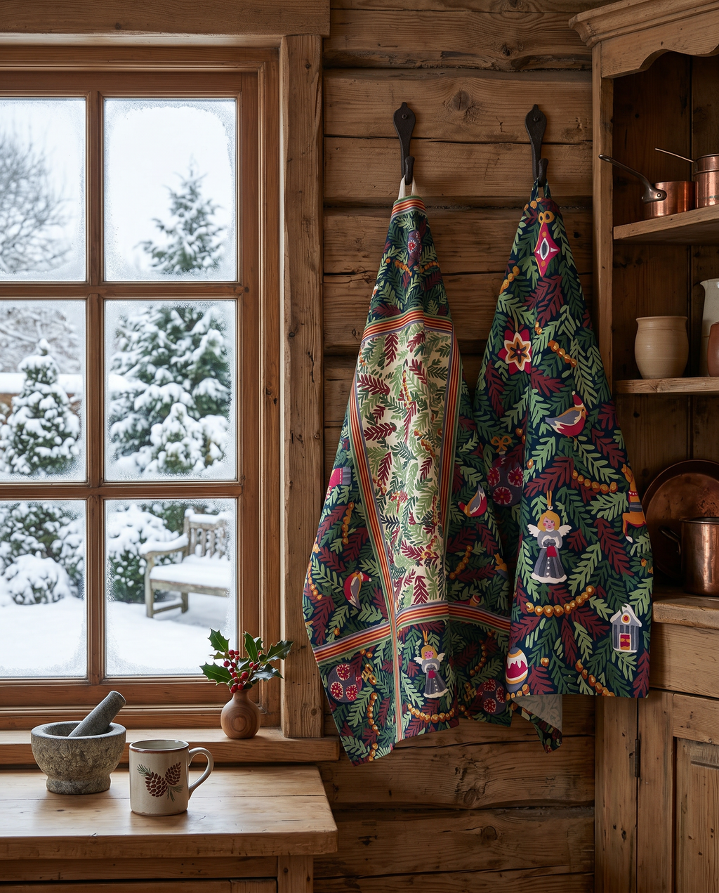 Xmas Charms Pure Linen Kitchen Towel, The Napking home textile, Kitchen Towel Var. 1