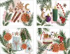 Xmas Tea set of four Cotton Satin placemats with tea-time Christmas print, view 2