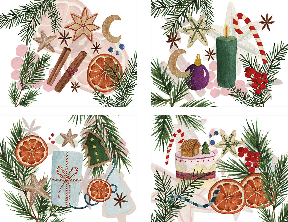 Sets de table en satin de coton Xmas Tea 100% Made in Italy - Noël italien The Napking