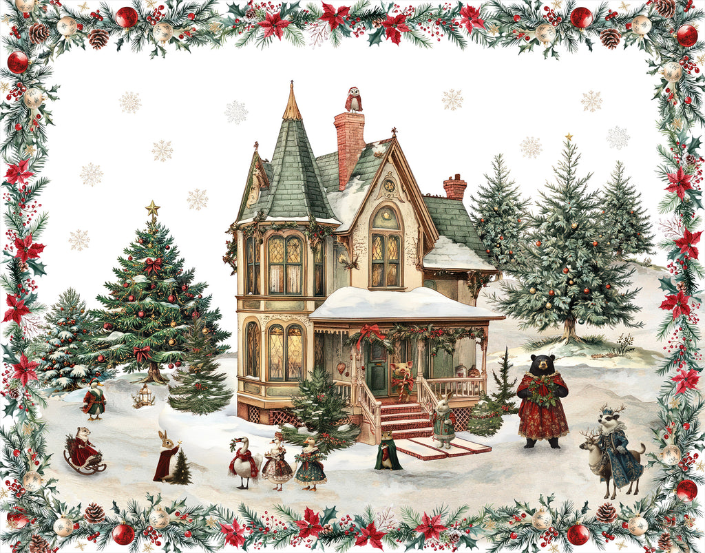 Plaid «Xmas Village», 100% Made in Italy - The Napking