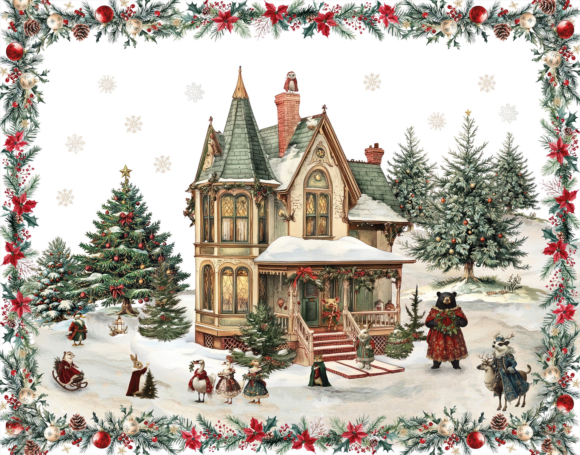 Plaid «Xmas Village», 100% Made in Italy - The Napking
