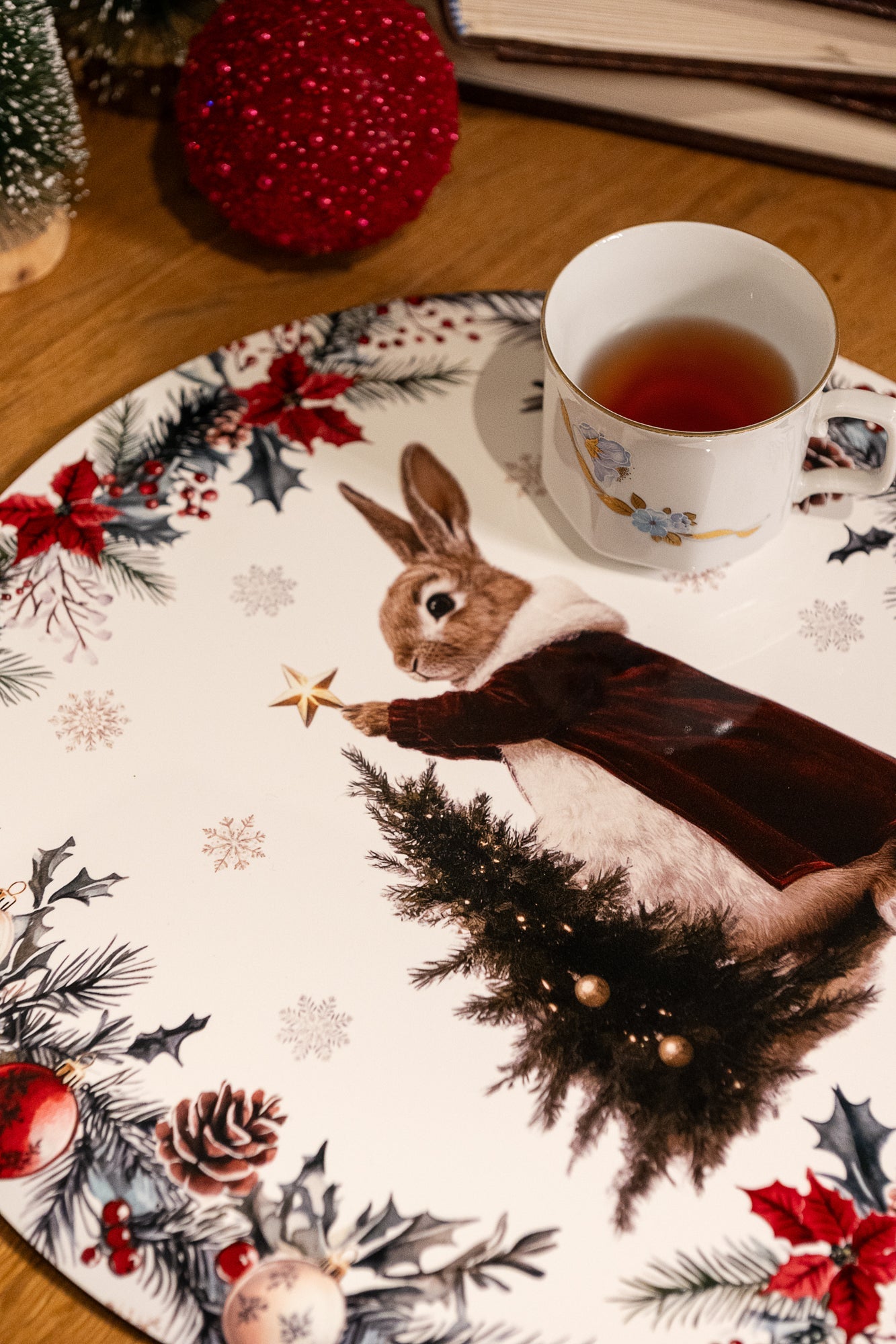 Set of 2 round hardboard placemats «Xmas Village» 100% Made in Italy - The Napking