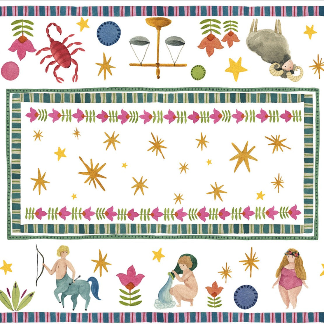 Satin Tablecloths Zodiac 100% Cotton Satin Made in Italy The Napking