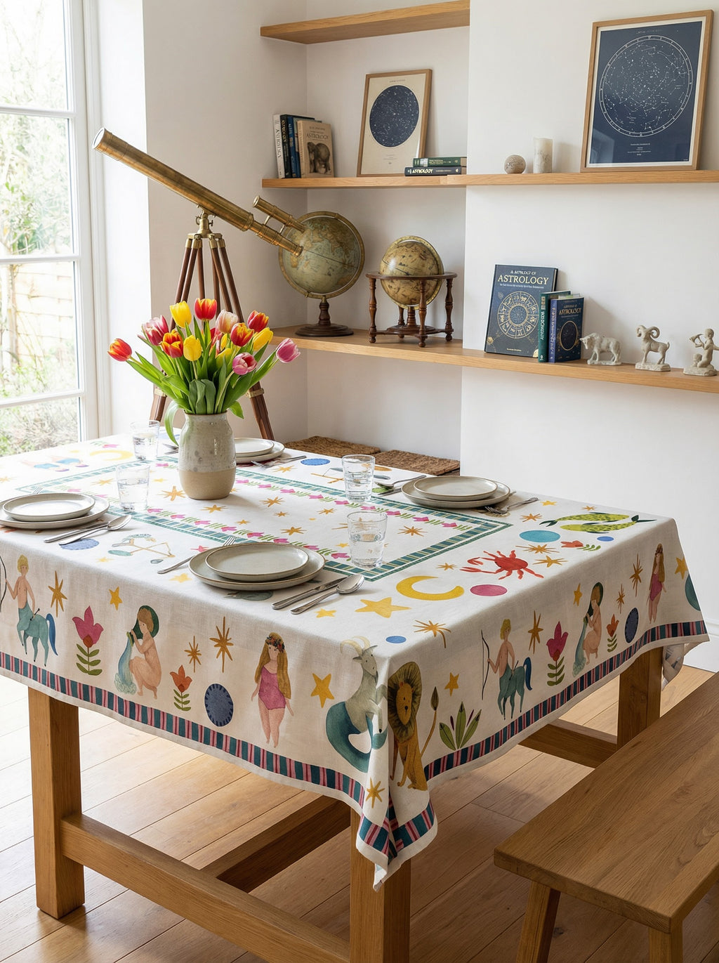 Satin Tablecloths Zodiac 100% Cotton Satin Made in Italy