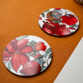 Grenade wood and cork coasters with pomegranate print, view 5