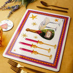 Set of 2 rectangular hardboard manteles individuales «Xmas Party», 100% Made in Italy - The Napking