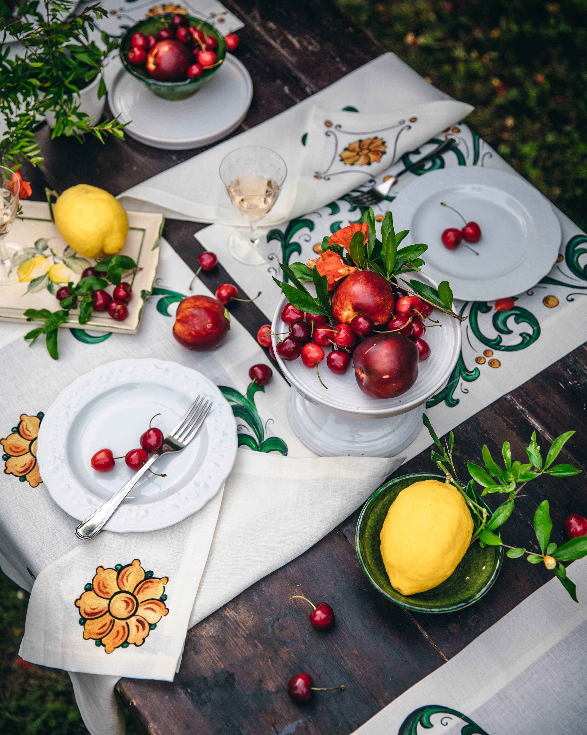 Set Of 4 Napkins Floral 100% Made in italy - The Napking